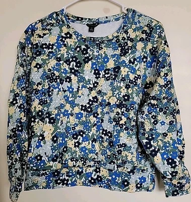 Sudadera Ann Taylor Floral Algodón Recortado XS Foto 1 de 3