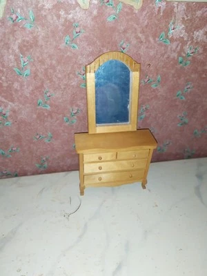 Nostalgie-Kommode+Spiegel-Badezimmer -Modeladen-Kaufladen-Puppenhaus-Puppenstube - Bild 1 von 2