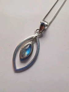 Collar colgante de piedra lunar de plata de ley R14M - Imagen 1 de 3