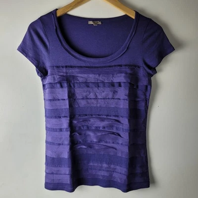 Jigsaw Women Size XS Purple Silk Blend Layered T-shirt Blouse Casual Smart - Image 1 of 4