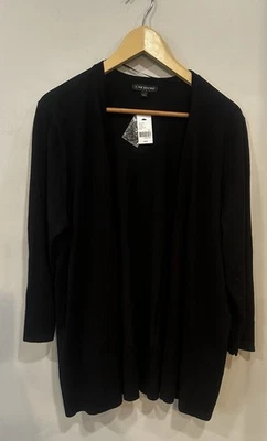 Lane Bryant Cardigan Sweater Womens 14/16 Black Open Front Lightweight Foto 1 de 4