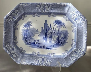 c.1850 Blue Transferware JOHN ALCOCK Cobridge Ironstone 15" Platter -COLOGNE- - Picture 1 of 9