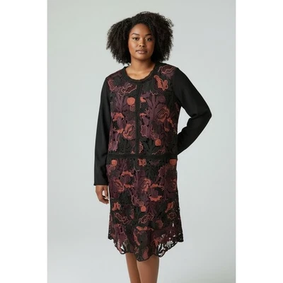 Terciopelo de medianoche. Vestido midi de ganchillo multicolor talla 20/22 Art To Wear Foto 1 de 4