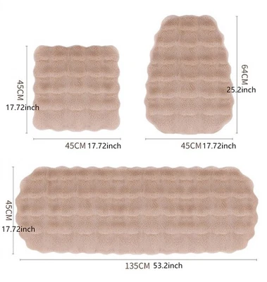 Kit cómodo alfombrilla de algodón de piel de conejo sintética cálida funda de asiento de coche de invierno de 3 piezas Foto 1 de 4