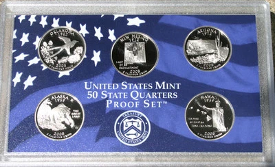 2008 State QUARTER Proof Statehood 5 Coin Set No Box Five 5 Cents Only No Box - Image 1 of 2