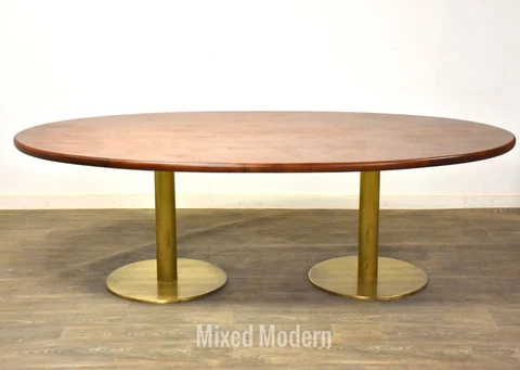 Walnut and Brass Mid Century Modern Dining Table Cover