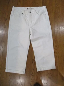Pantalones capri vintage Levi recortados blancos de mezclilla con puños clásicos para mujer - 8 - Imagen 1 de 4