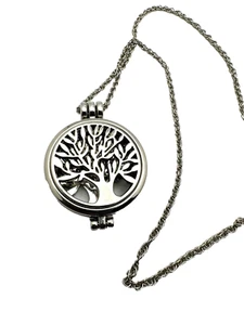 Collana Albero della Vita Medaglione Ciondolo Aromaterapia Diffusore Oli Essenziali con Catena - Foto 1 di 4
