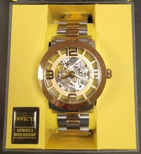 Invicta 22583 Vintage Automatic 45mm Silver & Gold Case & Bracelet Skeleton Dial - Picture 1 of 11