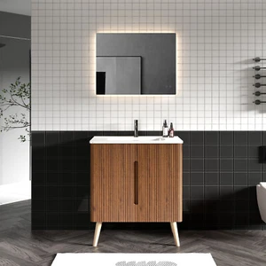 30" Bathroom Vanity w/Ceramic Sink, Freestanding Vanity Storage Cabinet, 2 Doors - Picture 1 of 11