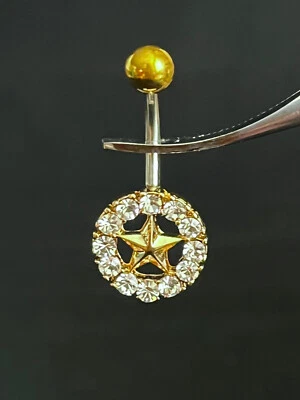 Anillo ombligo estrella rodeada gema 1 pieza perforado ombligo chapado en oro naval Foto 1 de 3