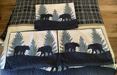 4 Pc Donna Sharp Bear Walk Plaid Quilt Cover With 3 Pillow Shams - Image 1 of 4
