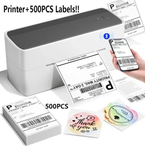 300DPI Bluetooth Thermal Printer 4×6 Shipping address Label Maker+500 Labels - Picture 1 of 8