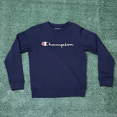 Свитер Champion молодежный размер большой синий пуловер с длинным рукавом вышитый - Изображение 1 из 4