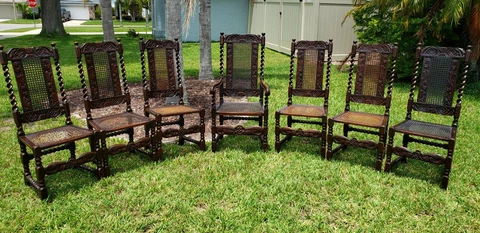 Set of Antique Oak Barley Twist Chairs (Price is total for all 7 chairs) Cover