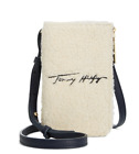 Tommy Hilfiger Juliette Faux Shearling Phone Crossbody Natural Navy Gold