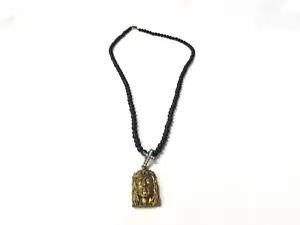 Collar David Sigal Firmado Ónix Negro Jesús con Corona de Espinas-Cruz de Estrás - Imagen 1 de 4
