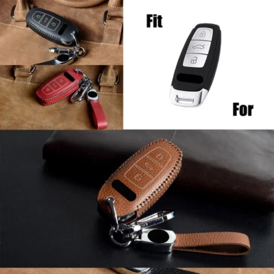 Real Leather Car Key Case Cover For Audi A3 A6 A7 A8 S8 Q8 E-Tron S3 S6 RS6 S7 - Image 1 of 4