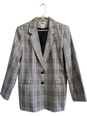 Chaqueta Blazer De Colección Worthington Profesional Para Mujer 14 A Medida Azul Blanco A Cuadros Foto 1 de 4