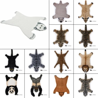Tiger Deer Lion Faux Fur Rug Animal Print Hide Skin Area Rug Floor Mat Carpet