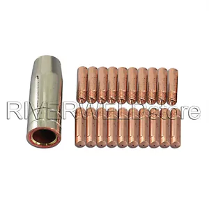 Boquilla de gas 15 AK MB15 MAG MIG CO2 punta de contacto de antorcha de soldadura M6 x0,6 21 piezas - Imagen 1 de 3