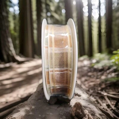 Brown, Tan, Olive Plaid  Wired  Acetate ribbon  1" By 25M/ 82FT made in France - Image 1 of 4