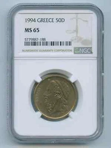 GREECE 1994 Fifty 50 Drachmes - KM# 147 - NGC MS 65 - Picture 1 of 2