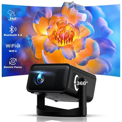 4K Mini Beamer Smart HD LED WiFi6 Bluetooth HDMI USB Android Büro Heimkino NEU - Bild 1 von 4