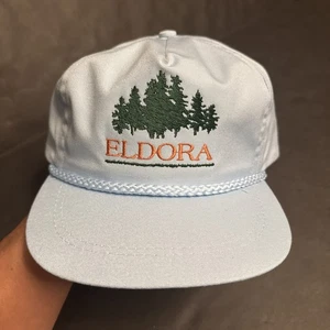 Vintage Eldora Ski Resort Rope Hat Imperial Headwear USA Adjustable Light Blue - Picture 1 of 7