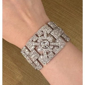 Wide Vintage Diamond Bracelet in Platinum - HM2261 - Picture 1 of 10