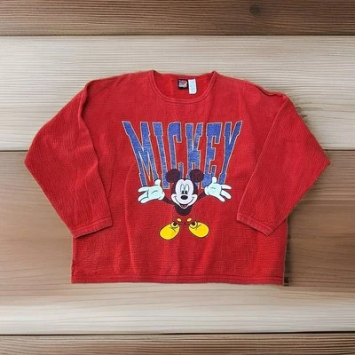 Sudadera Disney Vintage Mickey Mouse Cuello Redondo Mujer Talla XL EE. UU. Hecha J2 Foto 1 de 4