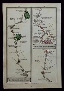 ESSENDON, HERTFORD, WARE, LONDON, HACKNEY, original antique road map CARY, 1790 - Picture 1 of 4