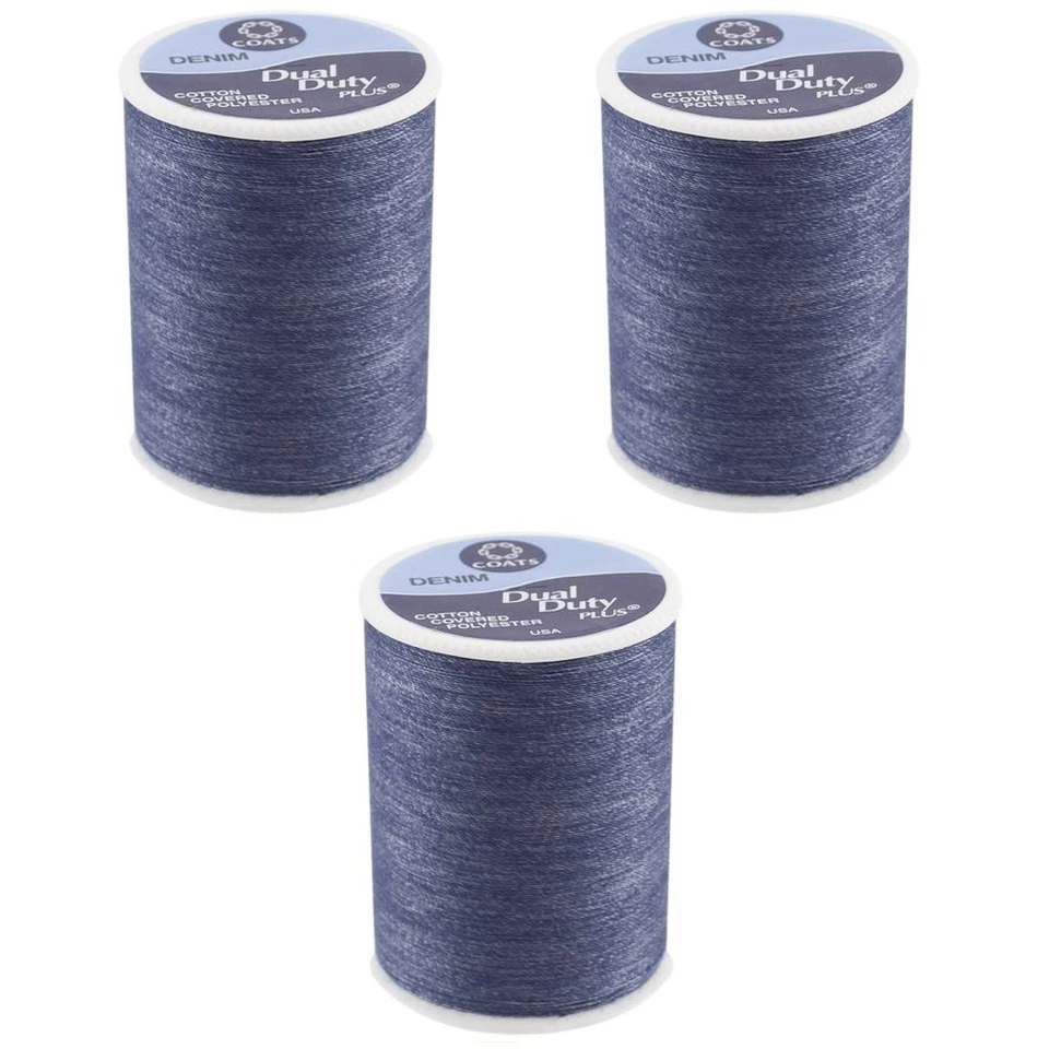 New Coats & Clark Blue Denim Jean Thread 180x3 yard (540 yard) Cotton/Polyester - Image 1 of 1