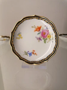 MEISSEN PLATO PEQUEÑO PLATO NUEZ BOLSA DE TÉ BORDE A PINTURA FLORAL ORO 1ª ELECCIÓN - Imagen 1 de 9