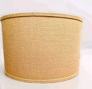 Large Burlap Drum Lamp Shade | Rustic Farmhouse Style | Natural Jute Linen - Picture 1 of 3