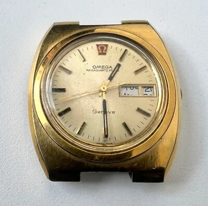 OMEGA Geneve Cal 1310 Quartz Watch 196.0033 Vintage Mens Megaquartz 32KHz Yellow - Picture 1 of 9
