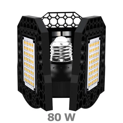Super Brillante 60W/80W 8000LM Deformable LED Garaje Luz Tienda Luces de Techo Bombilla Foto 1 de 4