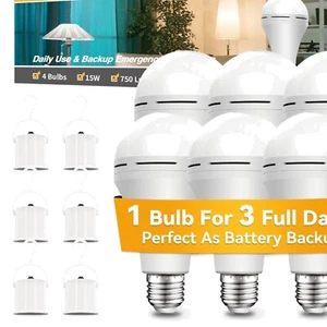 Rechargeable Emergency LED Light Bulbs - 6 Pack for Power Outages & Camping - Picture 1 of 10