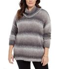Style&Co Sweater 2X Womens Plus Size Cowl Neck Long Sleeve Striped Pullover Gray