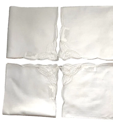 4- Servilletas blancas 100 % algodón diseño recortado en esquina usadas una vez lavadas en seco Foto 1 de 4