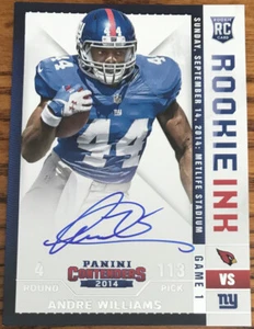 2014 Panini Contenders Rookie Ink Rookie Premiere Andre Williams RRI-WI - Picture 1 of 2