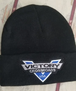 Gorro tejido Victory Crossroads bordado gorra negra ajuste pequeño - Imagen 1 de 2