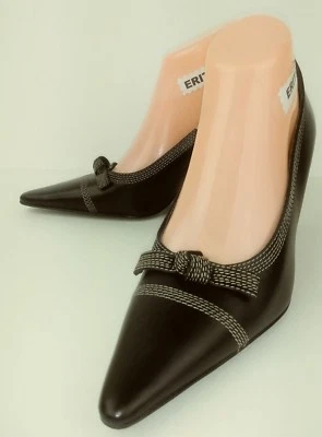 Mila Paoli Mujer Zapatos Tacones EE. UU. 8 B Negro Cuero Lazo Vestido Punta Punta Punta 2091 Foto 1 de 4