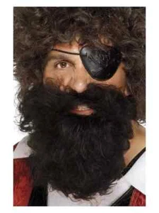 Pirate Beard, Deluxe Curly Thick Brown Buccaneers Beard Adults Fancy Dress - Picture 1 of 1