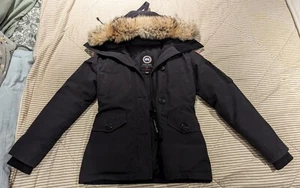 Canada Goose Women Montebello Parka 2XS Navy Jacket Fur Trim Authentic 2530L - Picture 1 of 10