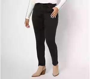 Denim & Co. Retreat Easy Stretch Detail Straight Jean Washed Black Reg 0 A617648 - Picture 1 of 1
