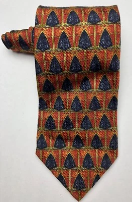 Corbata Ermenegildo Zegna para Hombres 100% Seda Rojo/Azul Marino Estampado Geométrico Italia 3 5/8" Ancho Foto 1 de 4