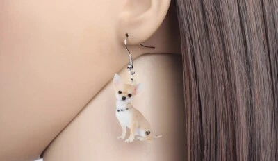 Acrylic Chihuahua Dog Earrings Animal Drop Dangle Pet Foto 1 de 2