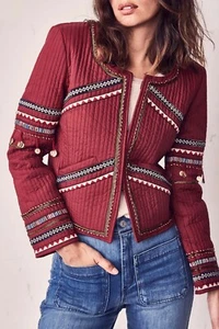 LOVE SHACK FANCY Naya Cayenne Women's Beaded Embroidered Boho Jacket Size 6 - Picture 1 of 5