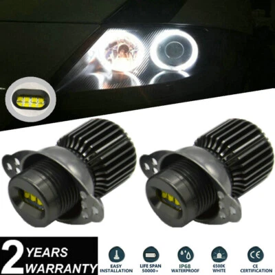 2x E90 E91 LCI 2008-2011 LED Angel Eyes Upgrade Halo Ring Bulbs Kit 80W White - Image 1 of 4